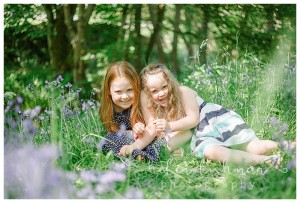 Children in Ilkley bluebells woods
