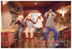 children drinking beer in a children photo shoot